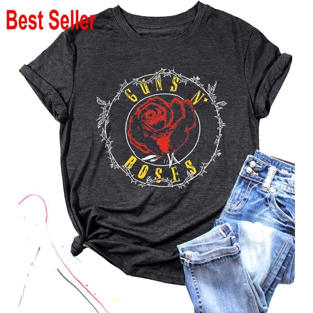 Vintage Rock Band Graphic Tee Women's Cotton Blend T-Shirt Distressed Bleached